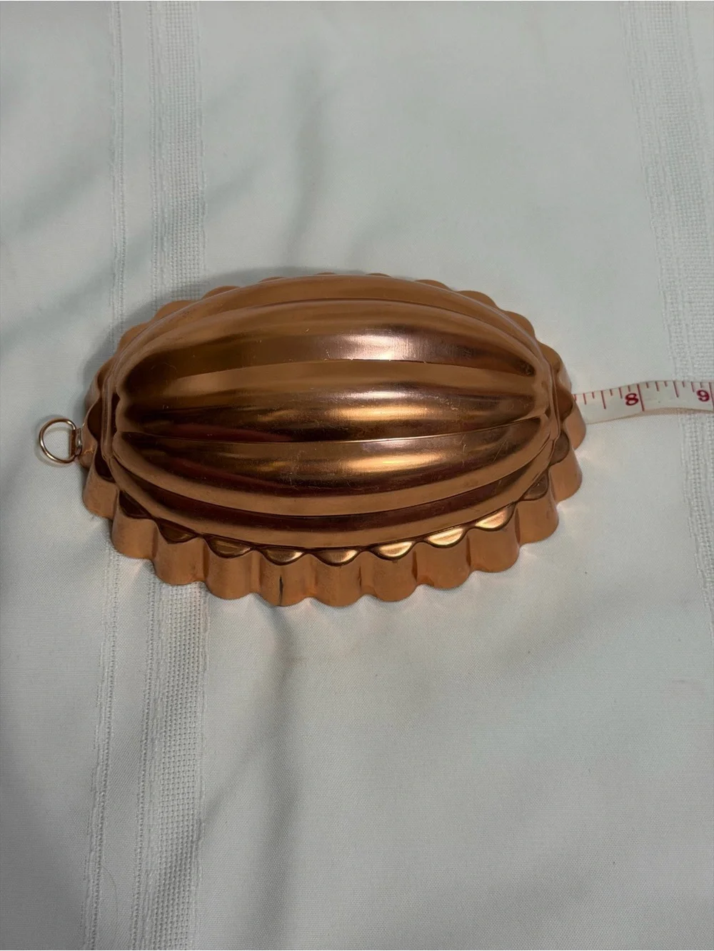 VINTAGE 1960's Melon Nut Copper Aluminum Jello Ribbed Mold 2 1/2 Cups Hangable